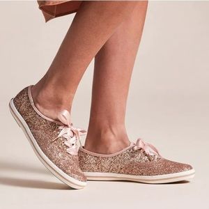 Keds X Kate Spade Women’s Champion Glitter Sneakers Sparkly Rose Gold 6